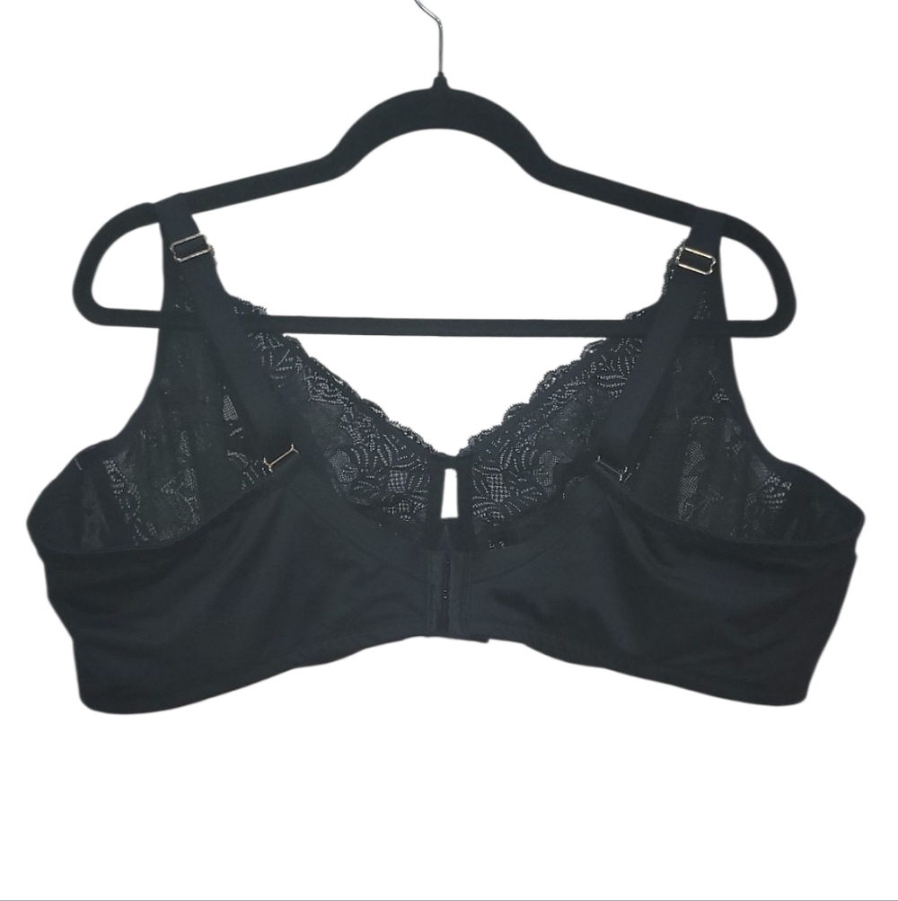 NWT 46DDD Unlined Black Floral Full Coverage Womens Underwire Bra - Picture 7 of 9